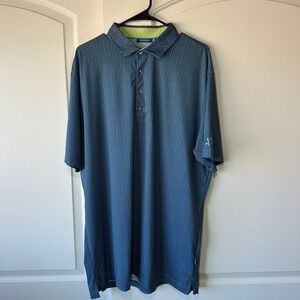 Devereux Golf Polo Shirt Moisture Wicking Blue Patterned Stripe Athletic Mens XL